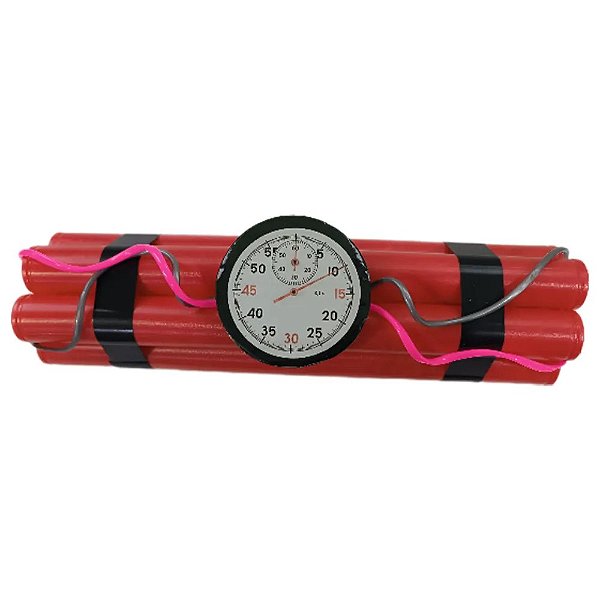 Enfeite Bomba Relógio Dinamite de Plástico - 24cm