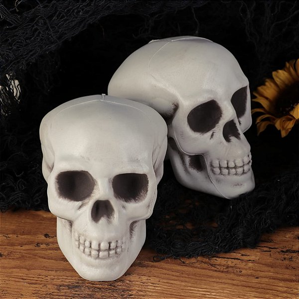 Crânio de Halloween Caveira para Decoração Branca 23cm - 1 Unidade