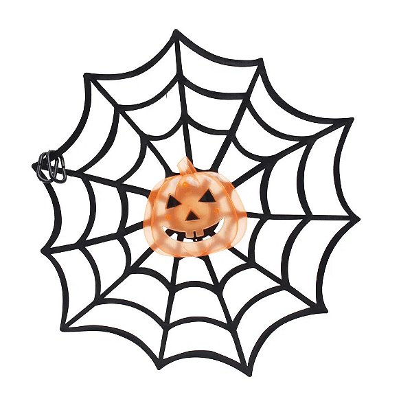 Teia de Aranha Abóbora Luminosa com Led 33cm - 1 Unidade