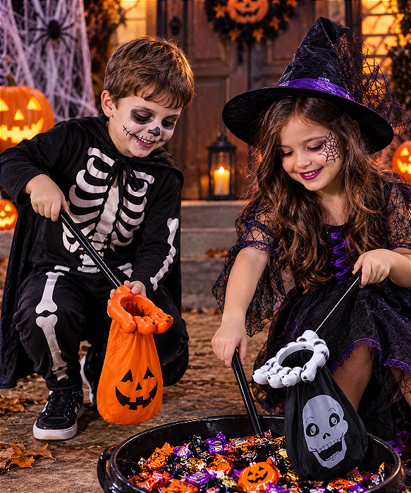 Busca Bala Mãozinha Pega Doce Halloween 55cm - 1 Unidade