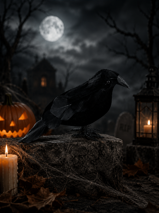 Corvo Decorativo Halloween - 10 cm