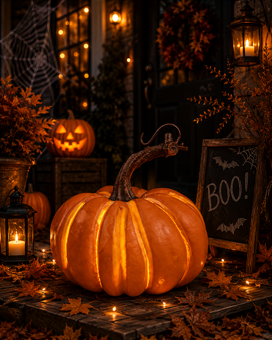 Abóbora Respingo Laranja para Decoração de Halloween