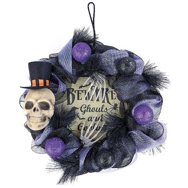 Guirlanda Caveira Cartola Halloween 35cm