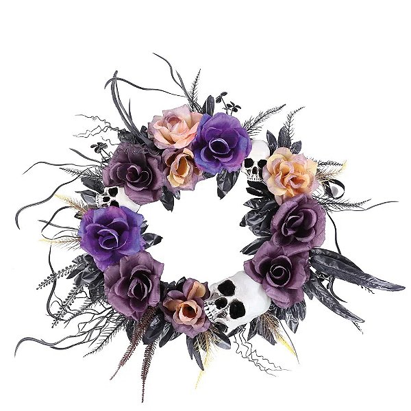 Guirlanda Caveira Flores Halloween