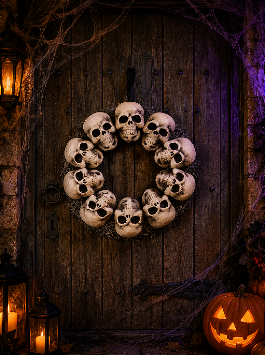 Guirlanda Caveiras Halloween 35cm