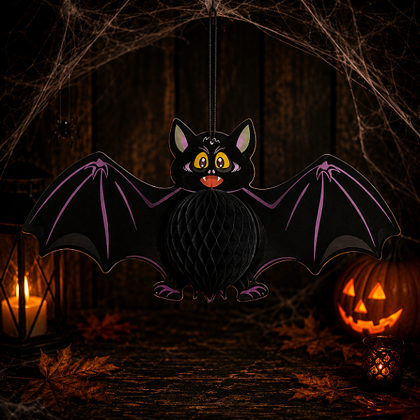 Enfeite Sanfonado Morcego Halloween - 60x28cm