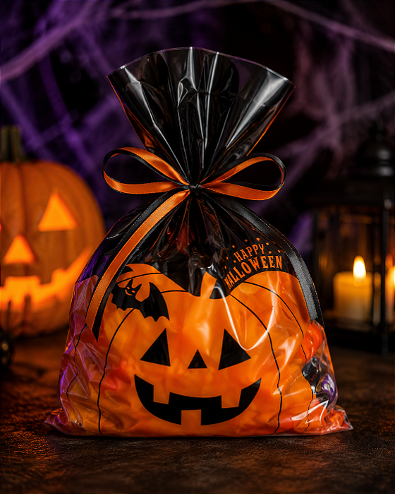 Lembrancinha Sacola Plástica Happy Halloween 18x25cm - 10 Unidades