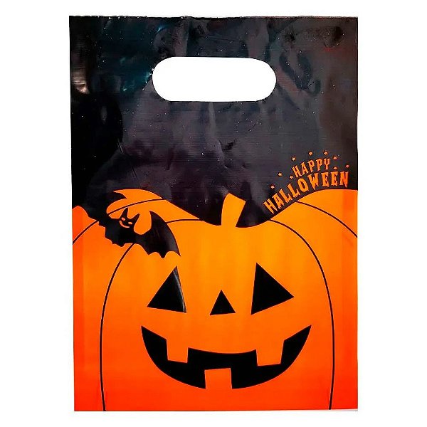 Lembrancinha Sacola Plástica Happy Halloween 18x25cm - 10 Unidades