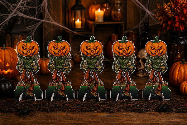 Totem de Mesa Abóbora Halloween 24x12cm - 5 Unidades