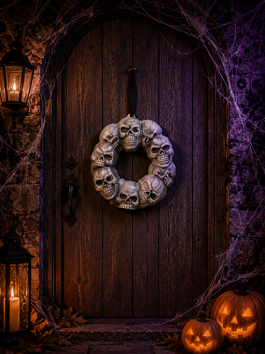 Guirlanda Caveiras Plásticas Halloween 35cm
