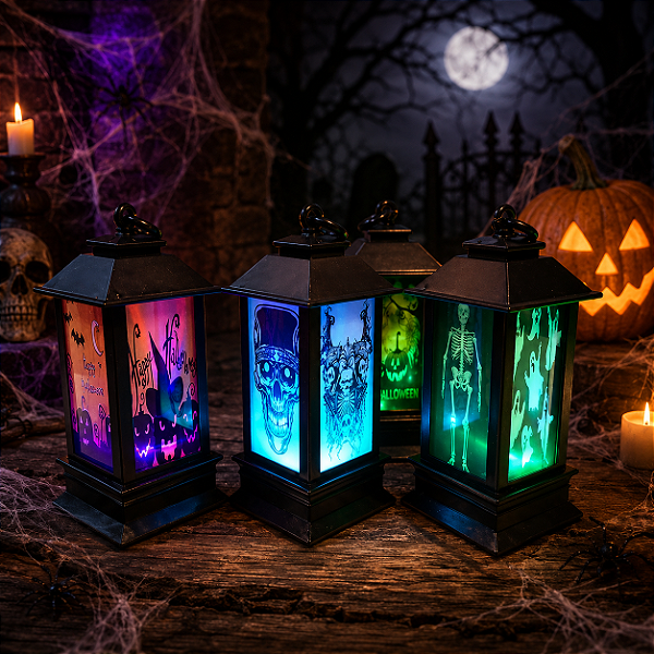Lanterna de Halloween com Luzes de Led - 14x6cm - 1 Unidade