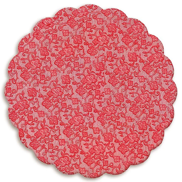 Fundo Rendado Redondo Vermelho 7cm - 100 unidades