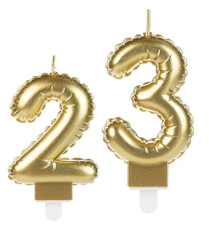Vela Aniversário Número Balão Dourado 8,5cm
