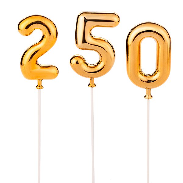 Topo de Bolo Numeral Dourado