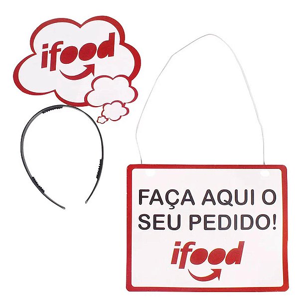 Kit Acessórios de fantasia Ifood Tiara e Plaquinha