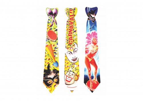 Gravata Divertida Festa Carnaval 43x9cm - 12 Unidades