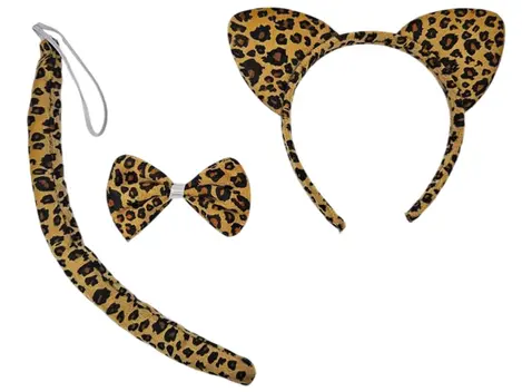 Kit Adereço Oncinha Infantil – Gravata, Tiara e Rabinho