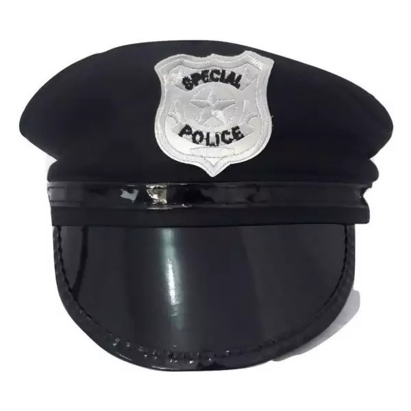 Chapéu Quepe Adulto Policial Metalizado Pink - Preto - 1 Unidade