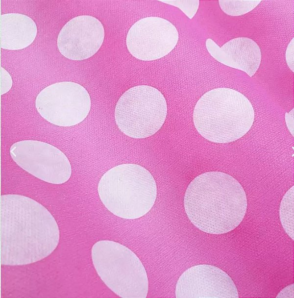 TNT Estampado Rosa com Bolinha Branca - 1,40m x 1m