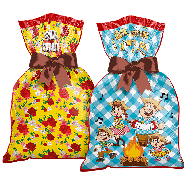 Sacola Plástica Surpresa Festa Junina Arraiá 27x14cm - 12 Unidade