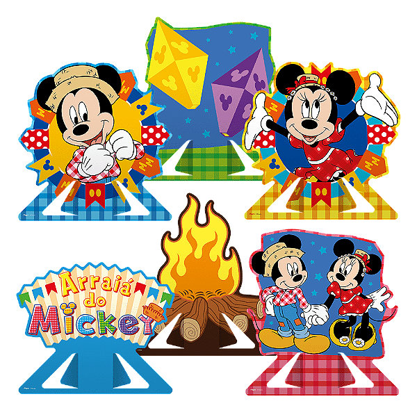 Decoração de Mesa Mickey Arraiá - 6 unidades