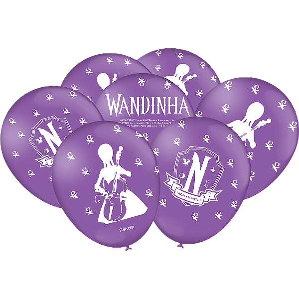 Balões Bexigas Festa Wandinha - 9 Polegadas (23cm) - 25 Unidades