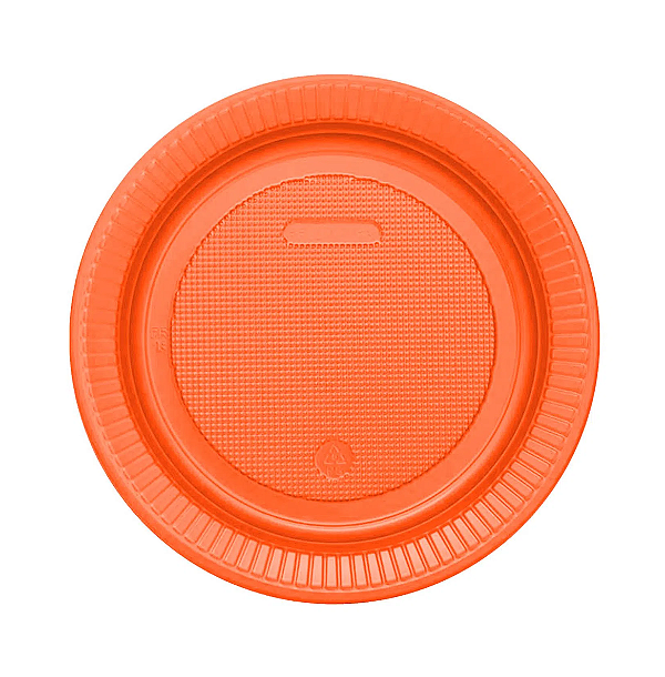 Prato Plástico Biodegradável Laranja 15cm - 10 Unidades
