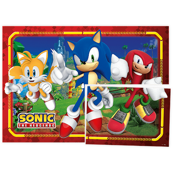 Painel Papel Gigante 4 Folhas Festa Sonic 125x89cm - 1 Unidade