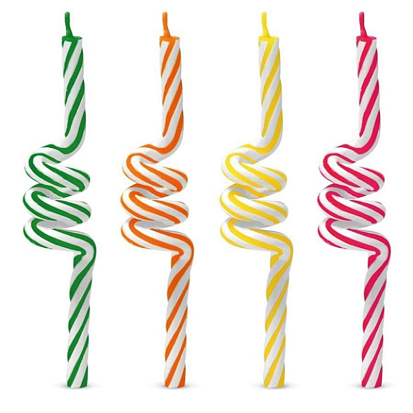 Vela de Aniversário Tubo Colorida 8cm - 4 Unidades