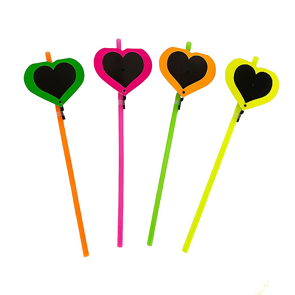 Canudo Coração Neon - 10 un