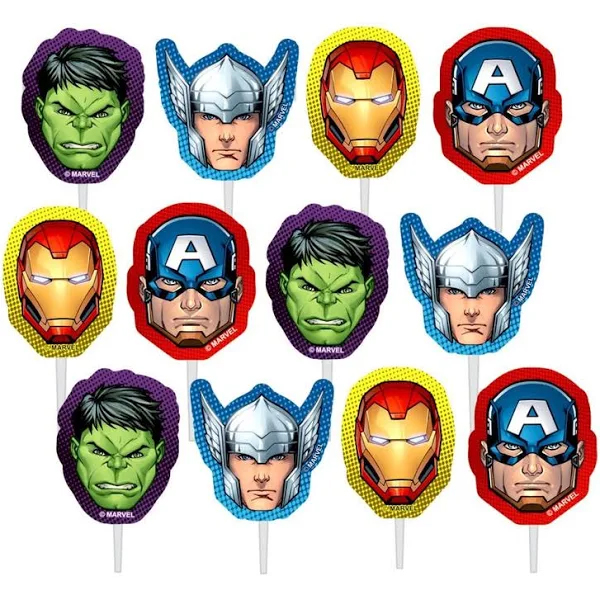 Palitos Decorativos em E.V.A para Docinhos Festa Vingadores 10cm - 12 Unidades - Piffer