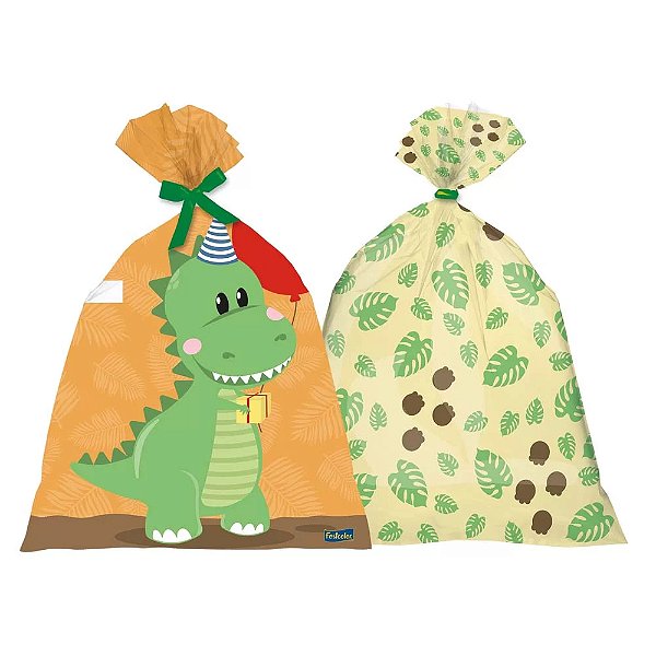 Sacola Plástica Dino Baby - 8 unidades