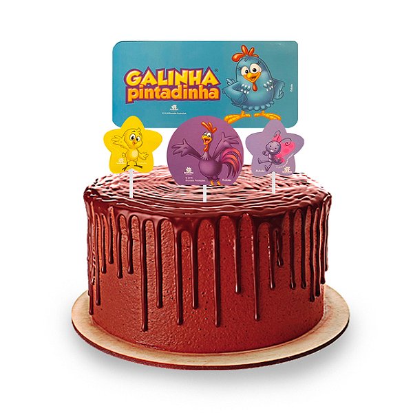 Topo de Bolo Galinha Pintadinha - 4 peças