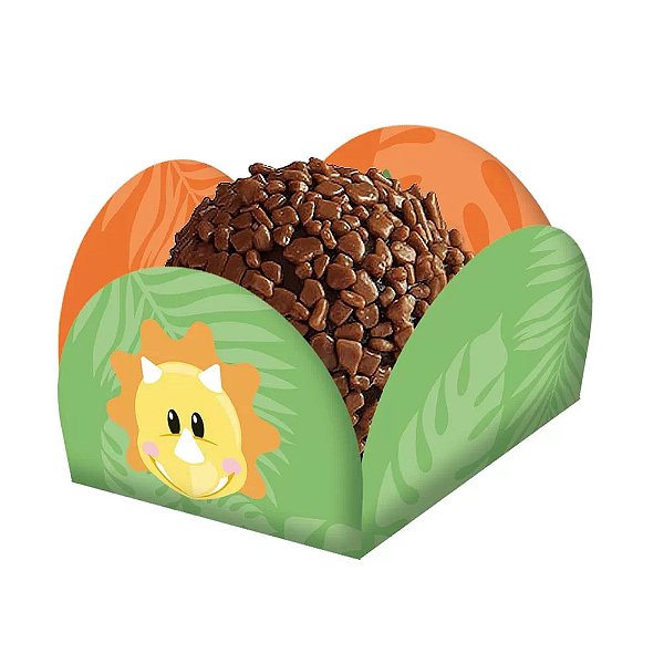 Porta Forminha Para Doces Festa Dino Baby 3,5x3,5cm - 40 Unidades