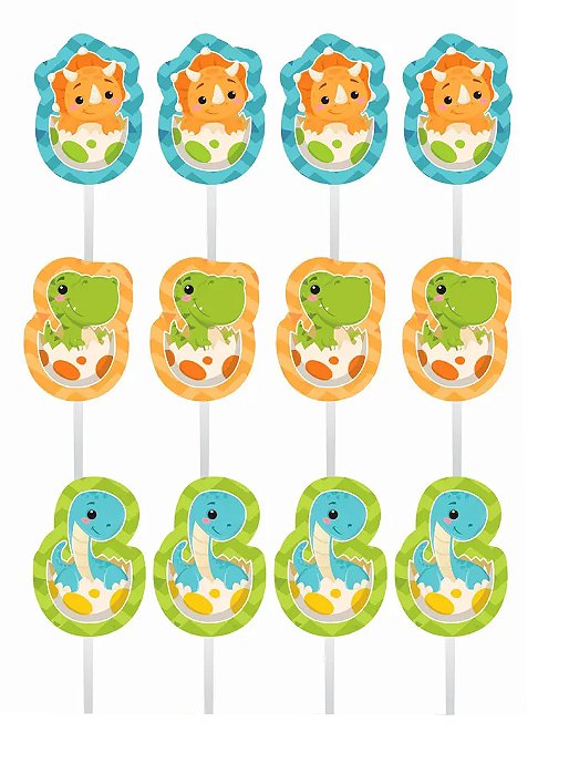 Palitos Decorativos EVA Dino Baby - 12 un