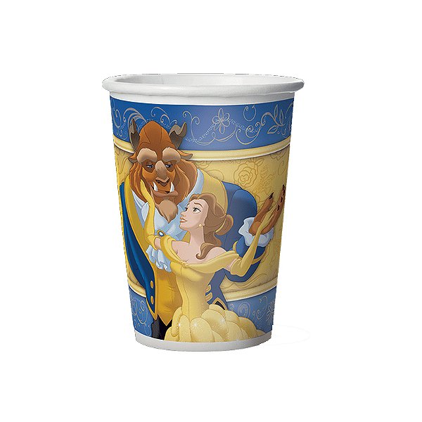 Copo de Papel Festa A Bela e a Fera 180ml - 12 Unidades