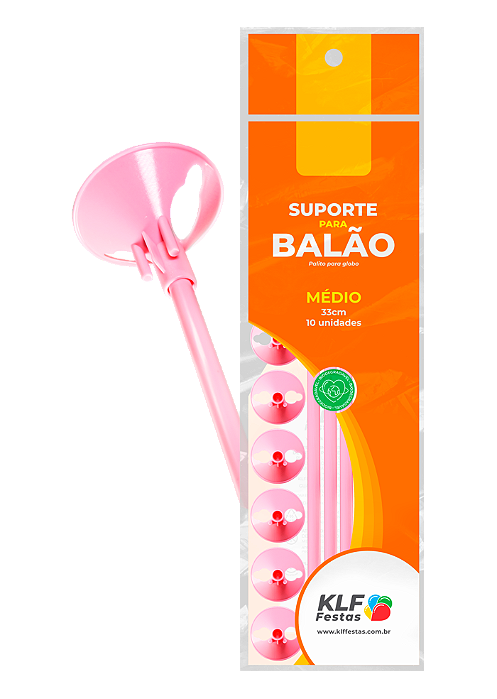 Suporte para Balão 33cm - Rosa Claro - 10 Unidades