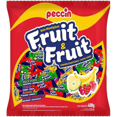 Bala Mastigável Fruit e Fruit Sortida - 400g - Aprox. 80 Unidades