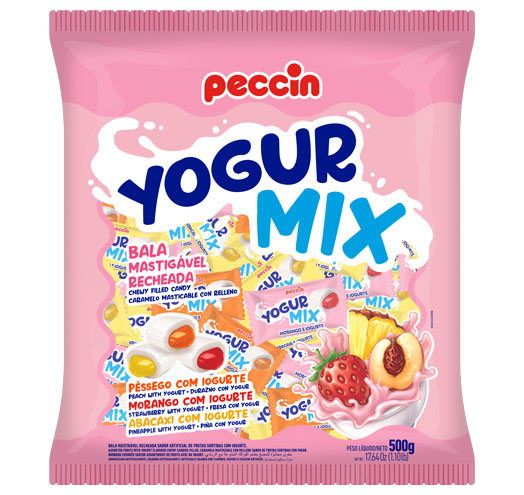 Bala Recheada Yogurmix Sortido - 500g