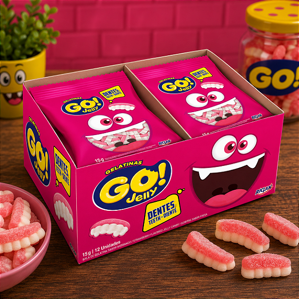 Bala De Gelatina Go Jelly Dentes - 12 Unidades de 15g