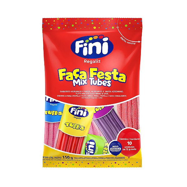 Tubes Faça Festa Mix com 10 pacotes de 15g cada