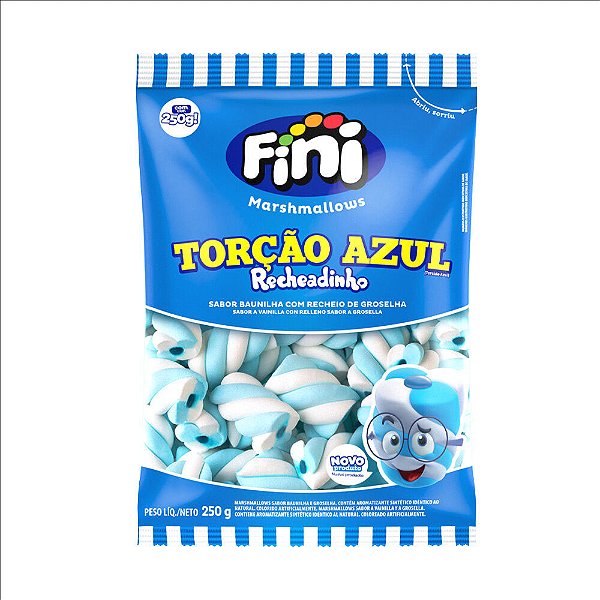 Marshmallow Recheado Torção Azul 250g - Fini