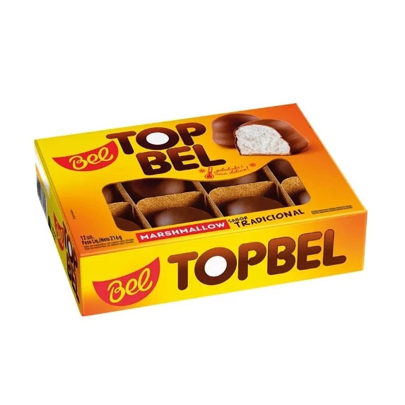 Marshmallow com Cobertura Chocolate ao Leite - Tradicional 216G - 12 Unidades