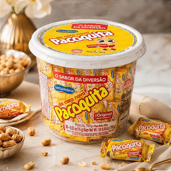 Paçoca Rolha Paçoquita Embalada - Pote 750g - Santa Helena - 50 Unidades