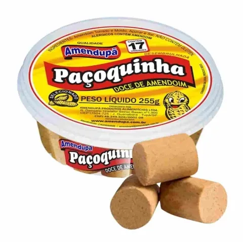 Paçoca de Rolha Embaladas Amendupã – 8 Unidades – 120g (Pote)