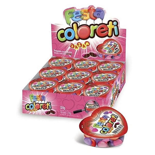 Confeito Chocolate Coloreti Potinho Coração - 18 unidades