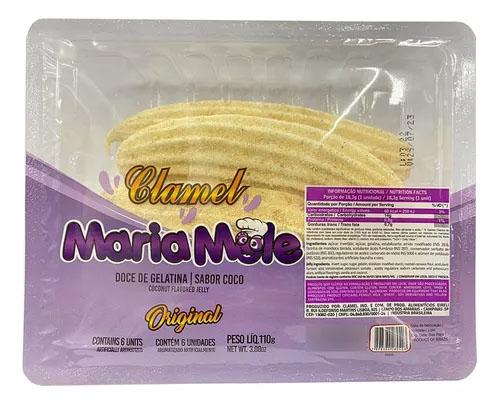 Maria Mole Sabor Coco 110g - Caixa c/6 Unidades - Clamel