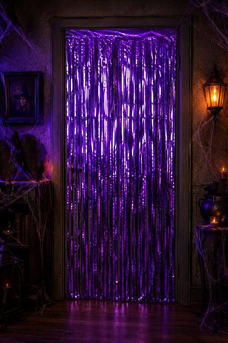 Cortina Decorativa Metalizada - Cor Roxo - 1x2 Metros