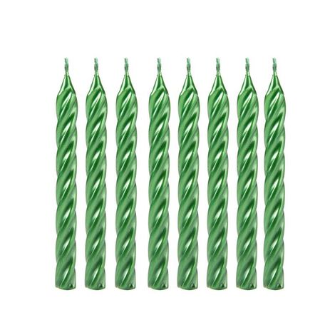 Vela de Aniversário Palito Espiral Metalizada Verde - 8 Unidades