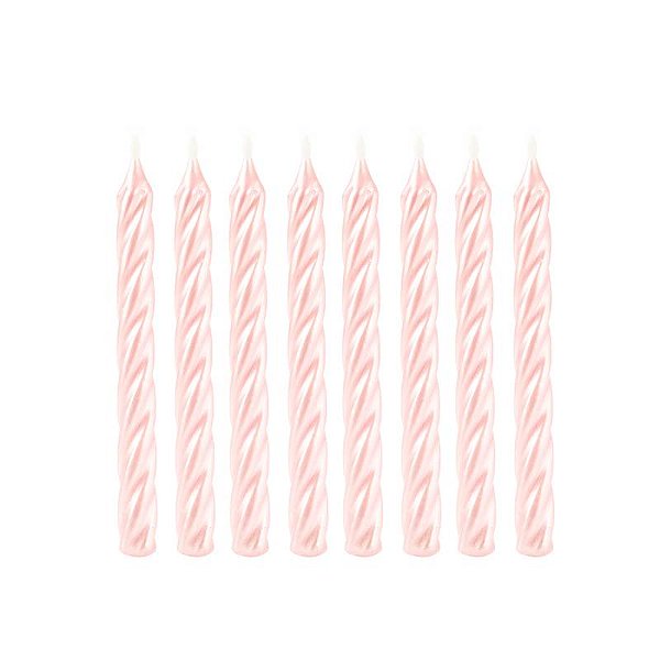 Vela de Aniversário Palito Espiral Metalizada Rosa - 8 Unidades